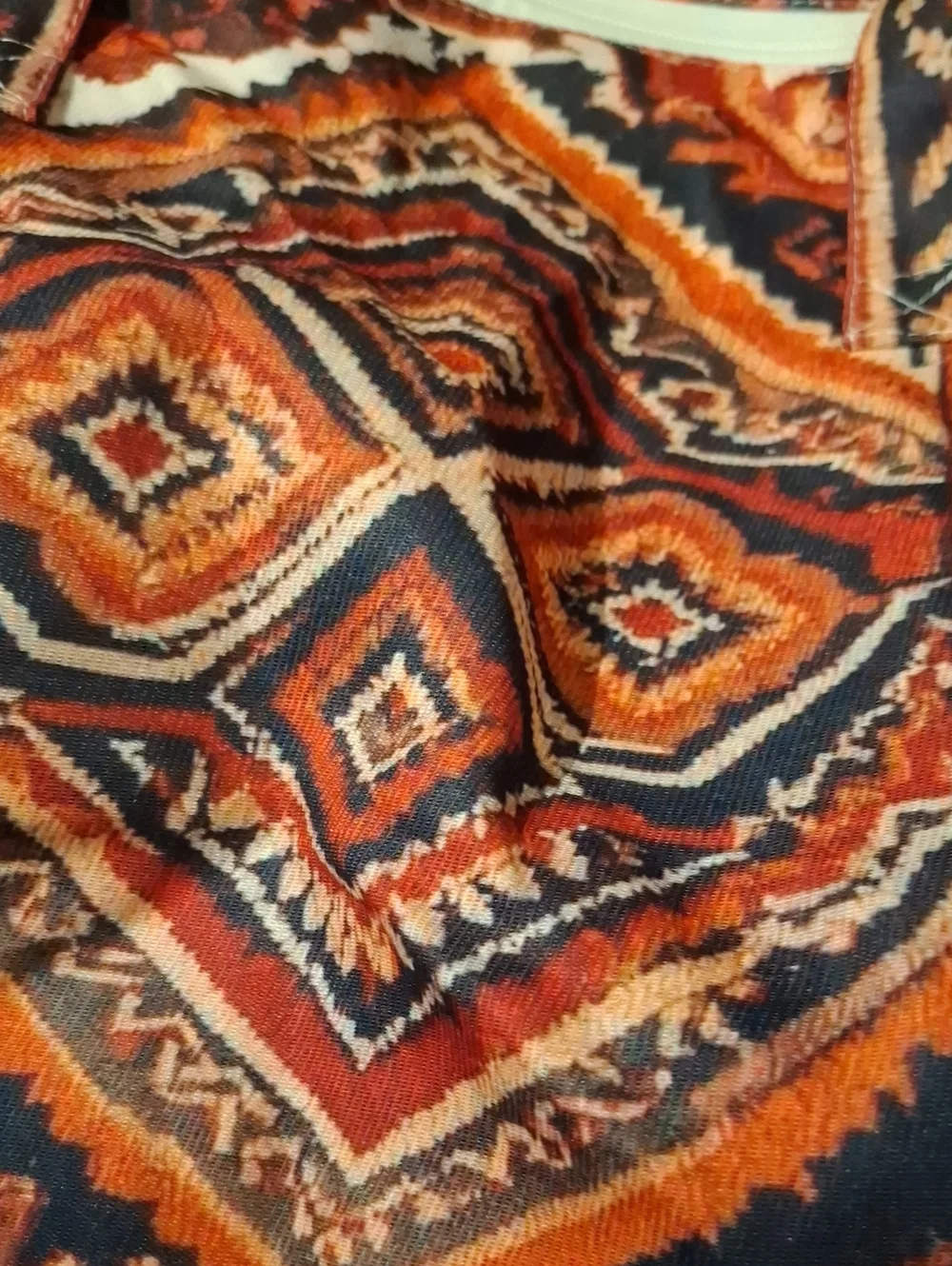 NEW! Boho Aztec Pattern Tote Bag in Orange and Navy